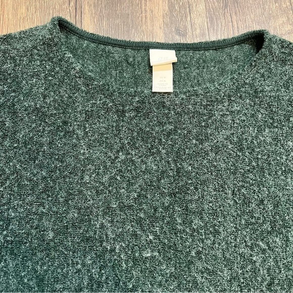 H&M Dark Green Crewneck Cropped Long Sleeves Relaxed Fit Knit Sweater Top Size M - Picture 4 of 8
